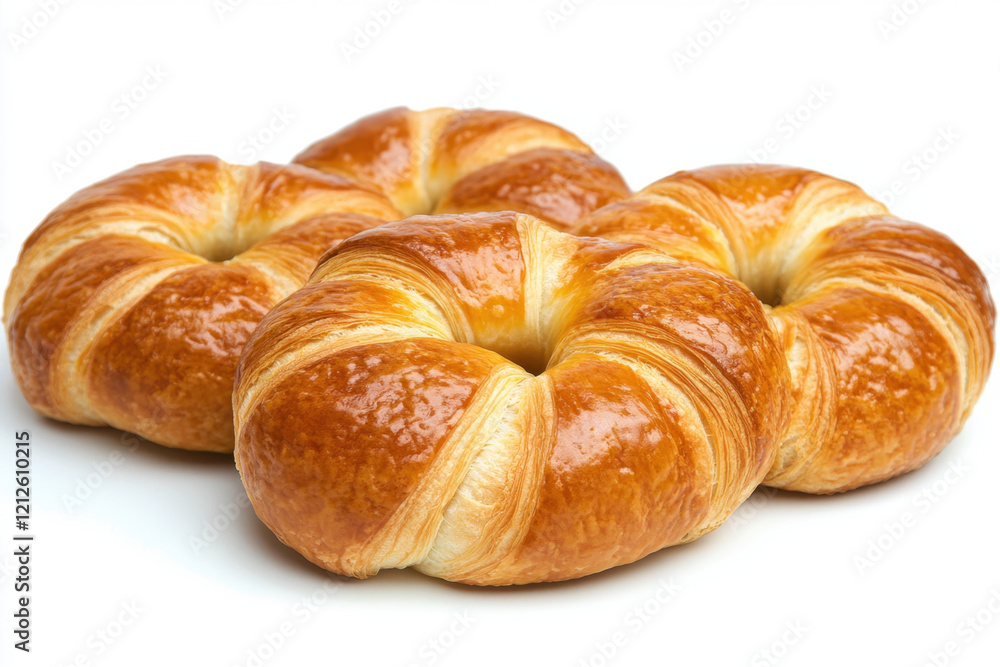 Freshly Baked Golden Croissants on Light Background Freshly Baked Golden Croissants on Light Background
