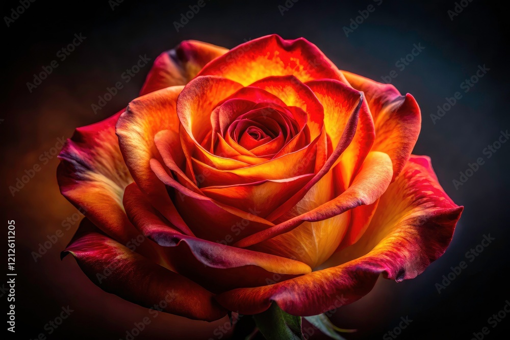 Obraz premium Blazing rose, Valentine's passion ignites, a fiery symbol of love's transformative power.