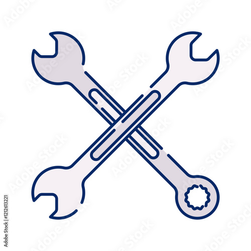 Represents repair and maintenance, commonly used for loosening or tightening bolts.