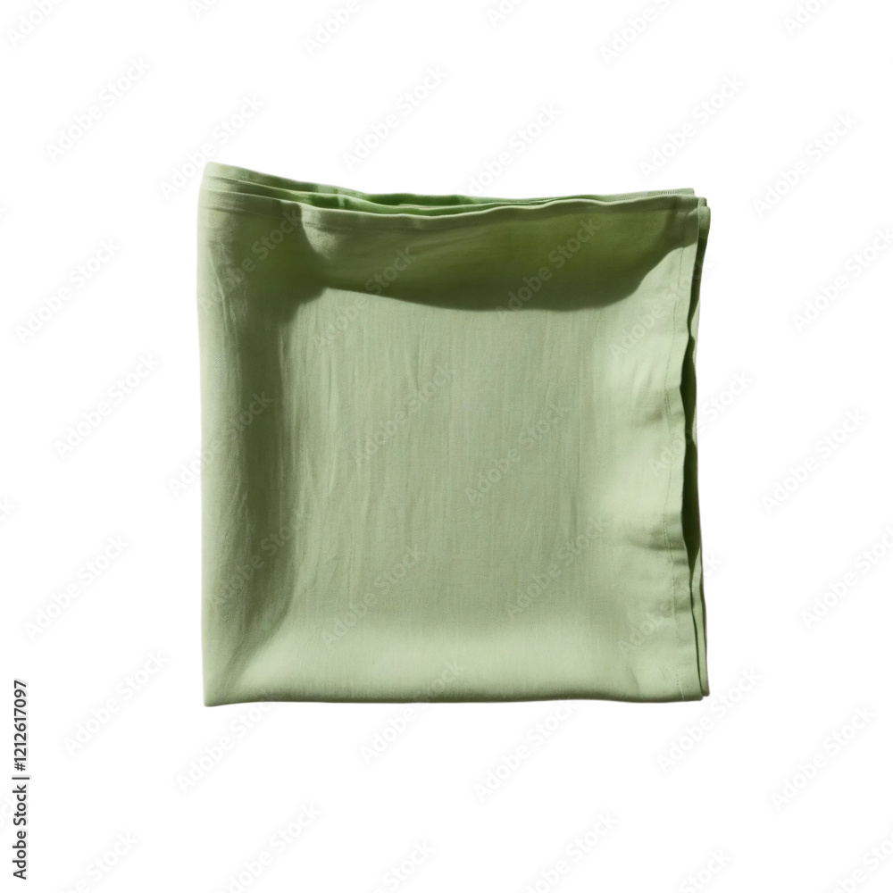 Top view of isolated green cotton napkin isolated on transparent background Top view of isolated green cotton napkin isolated on transparent background