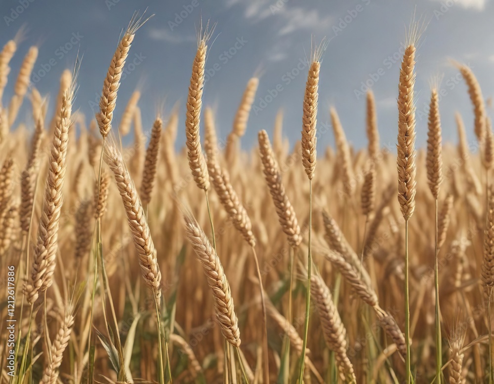Wheat stalks rustle softly in the gentle breeze on a clear summer day, countryside, sunny days, farmland Wheat stalks rustle softly in the gentle breeze on a clear summer day, countryside, sunny days, farmland