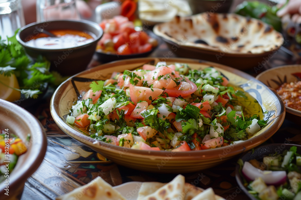 Fattoush salad. Middle Eastern food. Lebanese cuisine. Fattoush salad. Middle Eastern food. Lebanese cuisine.