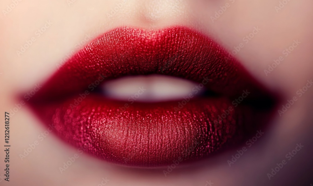 Red lipstick texture with a subtle gradient effect and a hint of shine on a soft background Red lipstick texture with a subtle gradient effect and a hint of shine on a soft background