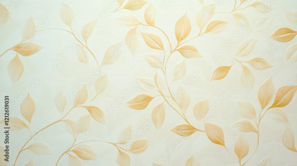 Elegant wallpaper featuring subtle floral pattern with soft beige leaves, perfect for enhancing interior spaces Elegant wallpaper featuring subtle floral pattern with soft beige leaves, perfect for enhancing interior spaces