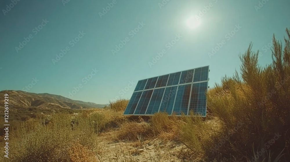 Obraz premium Solar Panel Array In A Desert Landscape