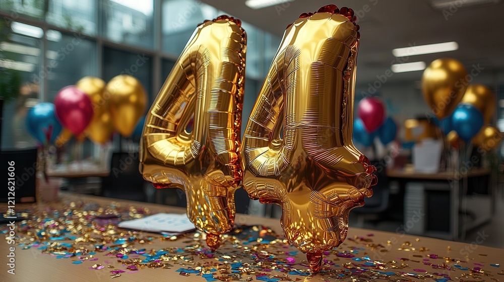 Φωτογραφία Golden Double 4 Balloons in Festive Party Scene