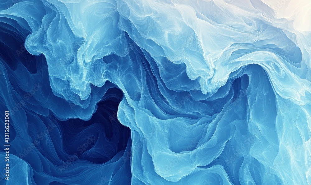 Obraz premium Soft blue abstract background with flowing lines creating sense of calm and tranquility. Ideal for business or creative projects