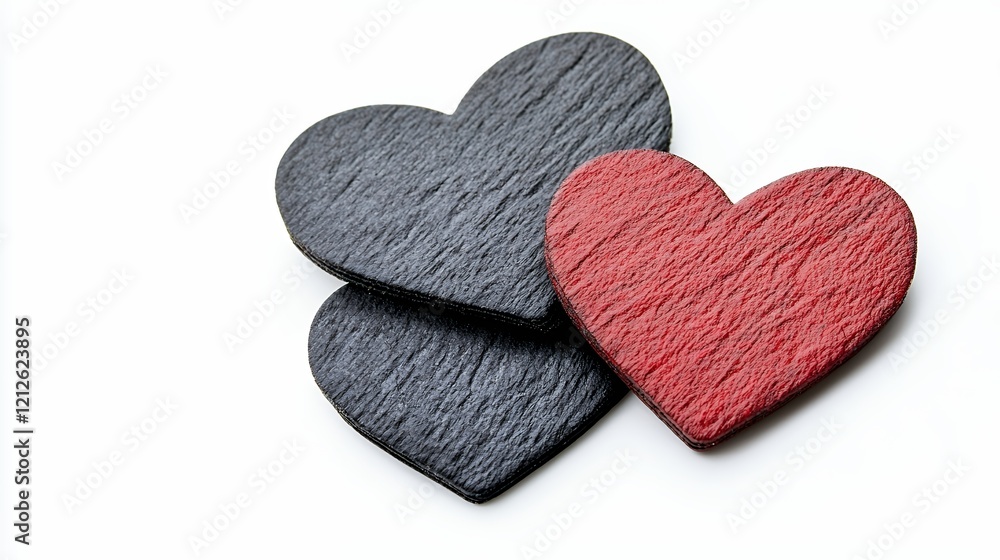 Fototapeta premium Beautiful Red and Black Hearts on a Minimalist Background