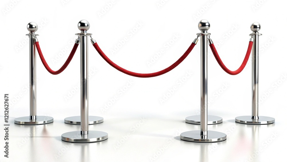 Stanchions with black velvet ropes, cut out
on white Stanchions with black velvet ropes, cut out
on white