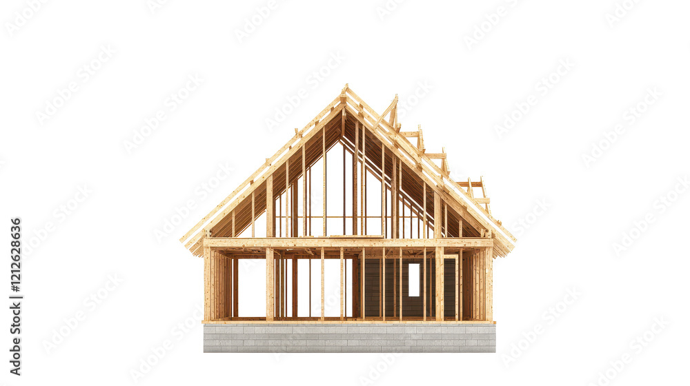 New framing construction of house isolated on white background New framing construction of house isolated on white background