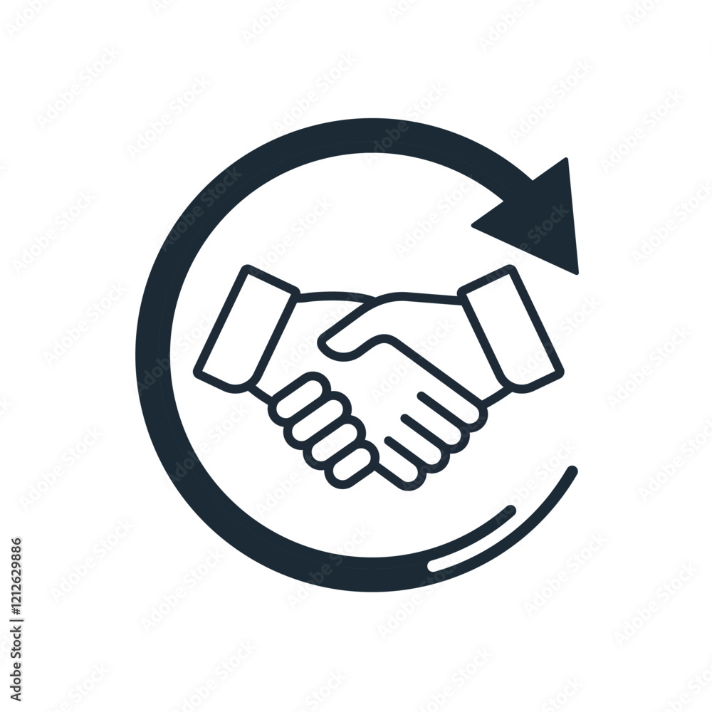New partnership. Extend agreement. Contract prolongation.Vector illustration icon isolated on white background. New partnership. Extend agreement. Contract prolongation.Vector illustration icon isolated on white background.
