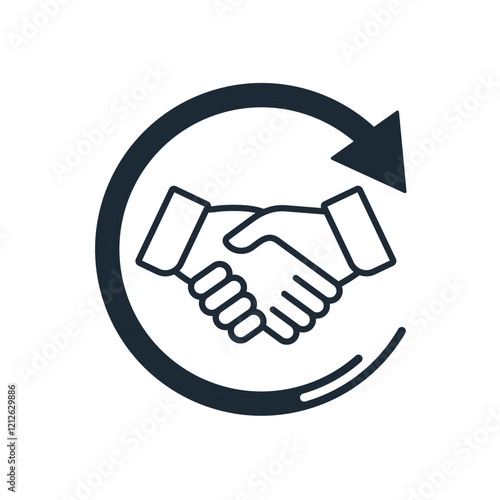 New partnership. Extend agreement. Contract prolongation.Vector illustration icon isolated on white background.