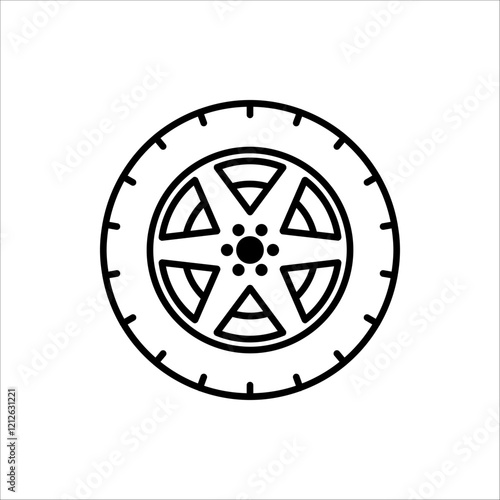 Car wheel icons. Black wheel tires silhouette. For web design, isolated on white background.