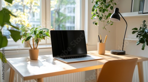 Wallpaper Mural Minimalist Home Office with Natural Light and Plants Torontodigital.ca