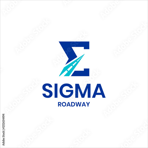 sigma icon logo for transportation. asphalt road way logo design template