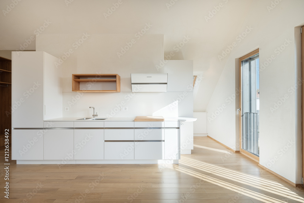 minimalistic perspective of a bright modern luxury clean kitchen minimalistic perspective of a bright modern luxury clean kitchen