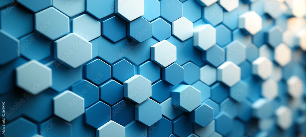 Abstract Three-Dimensional Hexagonal Pattern in Shades of Blue Abstract Three-Dimensional Hexagonal Pattern in Shades of Blue