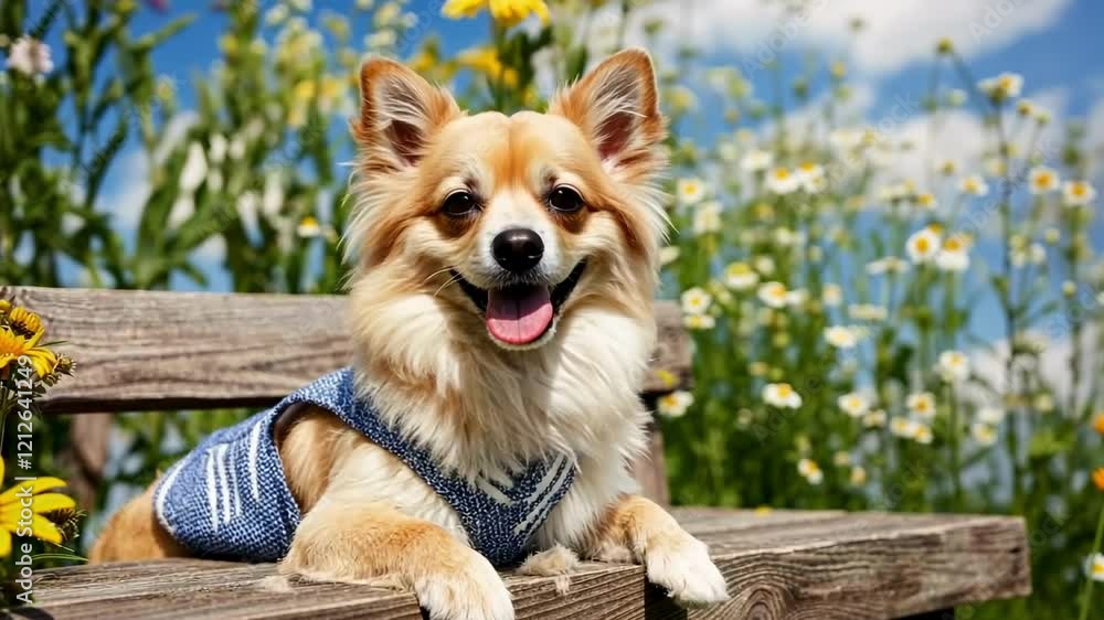 Joyful chihuahua enjoying sunny summer day in a flower garden Joyful chihuahua enjoying sunny summer day in a flower garden