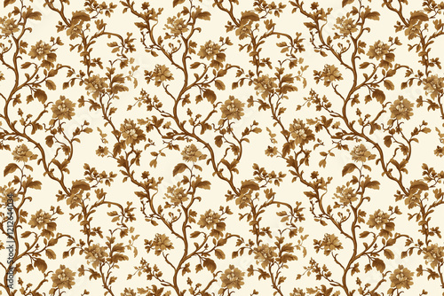 Wallpaper Mural Floral Toile Tapestry Pattern. Vintage botanical wallpaper pattern. Background image. Created with Generative AI technology Torontodigital.ca