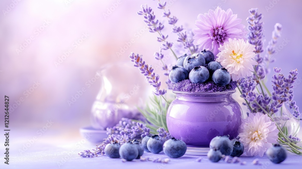 Elegant lavender and blueberry arrangement in pastel hues Elegant lavender and blueberry arrangement in pastel hues