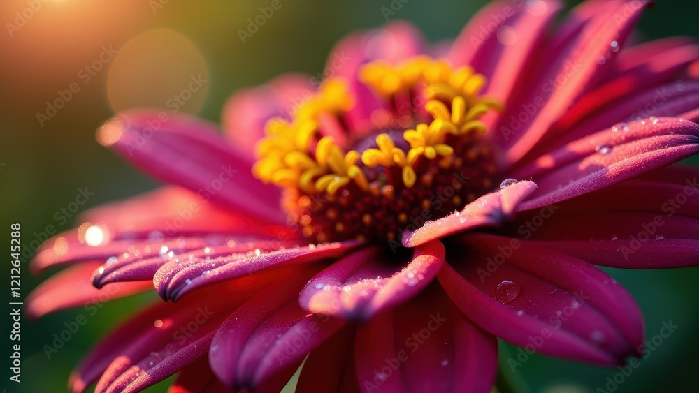 Close-up of an orange zinnia flower with dew drops Close-up of an orange zinnia flower with dew drops