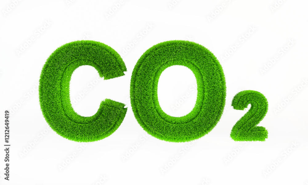 3D CO2 Symbol Covered In A Grass Texture 3D CO2 Symbol Covered In A Grass Texture