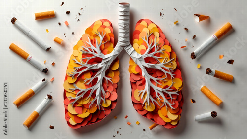 The Impact of Smoking: Artistic Representation of Lungs Battling the Harmful Effects of Cigarettes