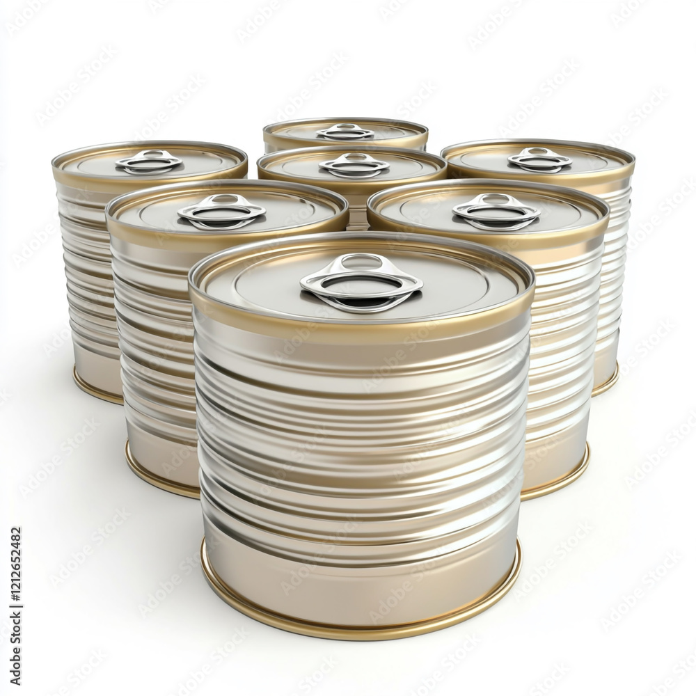 metal tin cans with blank labels isolated on white background full depth of feild. metal tin cans with blank labels isolated on white background full depth of feild.