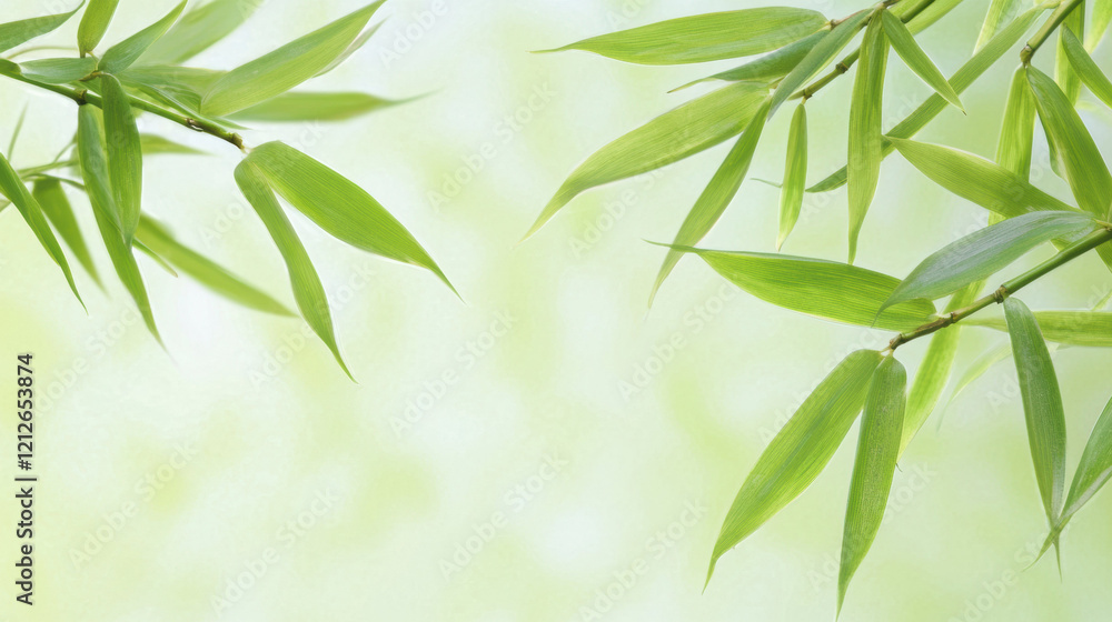 Lush bamboo leaves create serene atmosphere with soft green hues and gentle light Lush bamboo leaves create serene atmosphere with soft green hues and gentle light