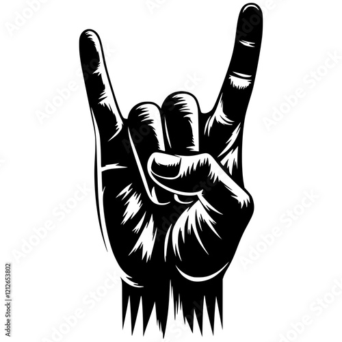 Rock n roll hand silhouette