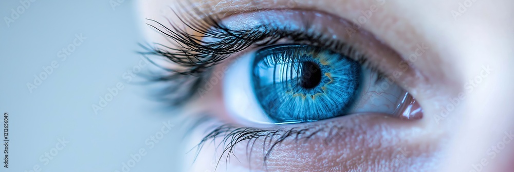 Striking blue eye, highlighting its vivid details and captivating gaze. Striking blue eye, highlighting its vivid details and captivating gaze.