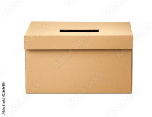 Brown ballet  box isolated on transparent background, voting ballot box isolated on transparent or white background