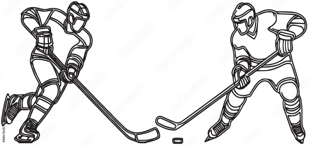 Εκτύπωση καμβά ice hockey athlete sport game play line art vector