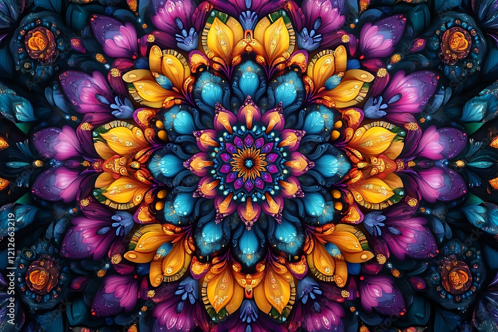 custom made wallpaper toronto digitalVibrant Colorful Floral Mandala Artistic Design