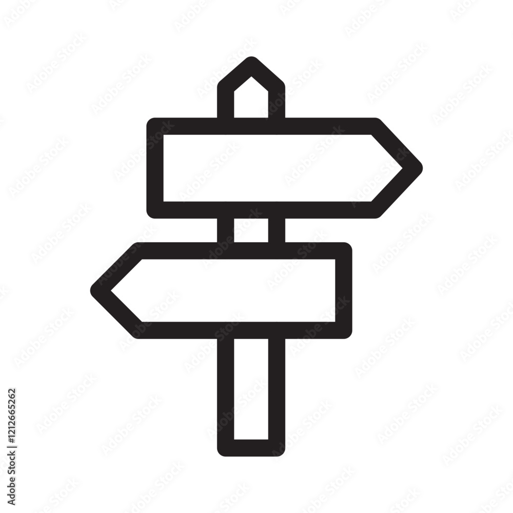 Signpost wooden, road signposts outline icons, minimalist vector illustration, simple concept, Isolated on white background Signpost wooden, road signposts outline icons, minimalist vector illustration, simple concept, Isolated on white background