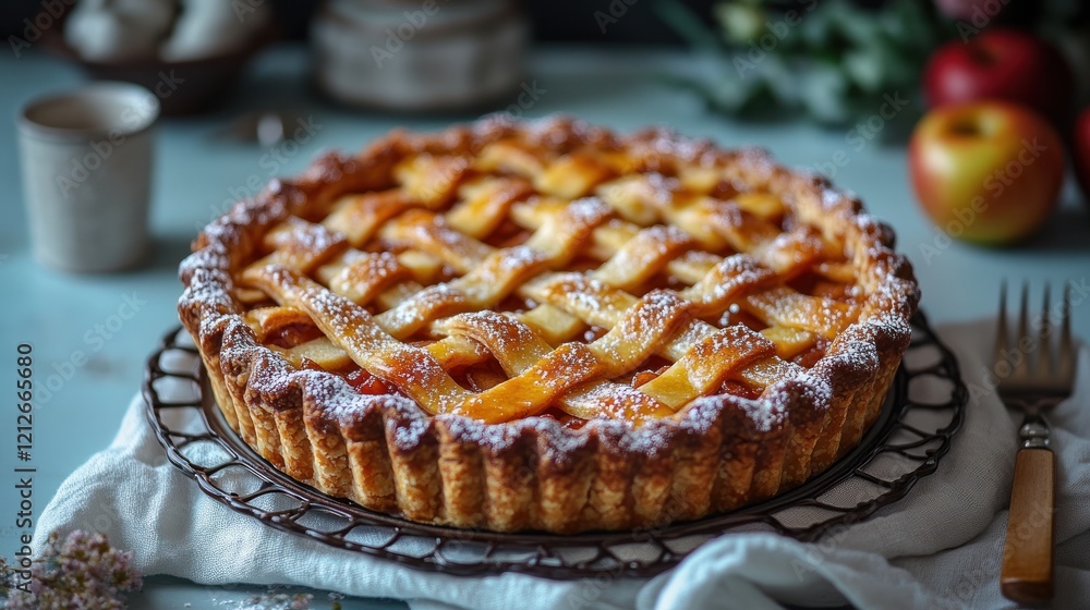 Rustic Apple Pie, Kitchen Table, Autumn Baking Rustic Apple Pie, Kitchen Table, Autumn Baking