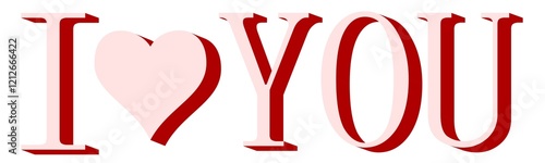 Tableau sur toile I love you, red 3d text isolated on the white