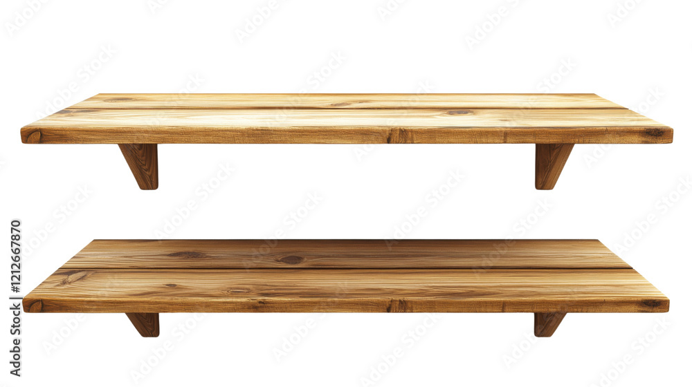 Wooden shelf, isolated on transparent background Wooden shelf, isolated on transparent background