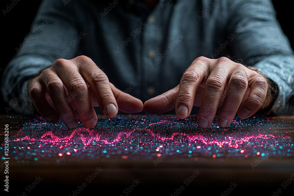 Hands Interacting with Illuminated Dot-Matrix Graph Hands Interacting with Illuminated Dot-Matrix Graph