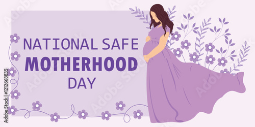 National Safe Motherhood Day on April 1 Illustration with pregnant Mother. Vector illustration for Web Banner or Landing Page in Flat Cartoon Hand Drawn Templates