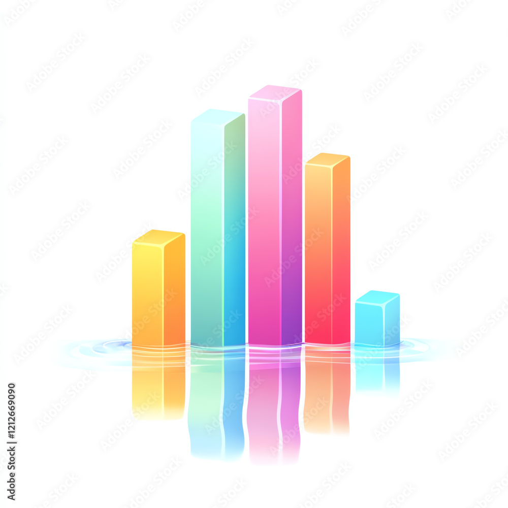 Colorful 3D bar graph representing data statistics and analysis in a vibrant style, ideal for business presentations. Colorful 3D bar graph representing data statistics and analysis in a vibrant style, ideal for business presentations.