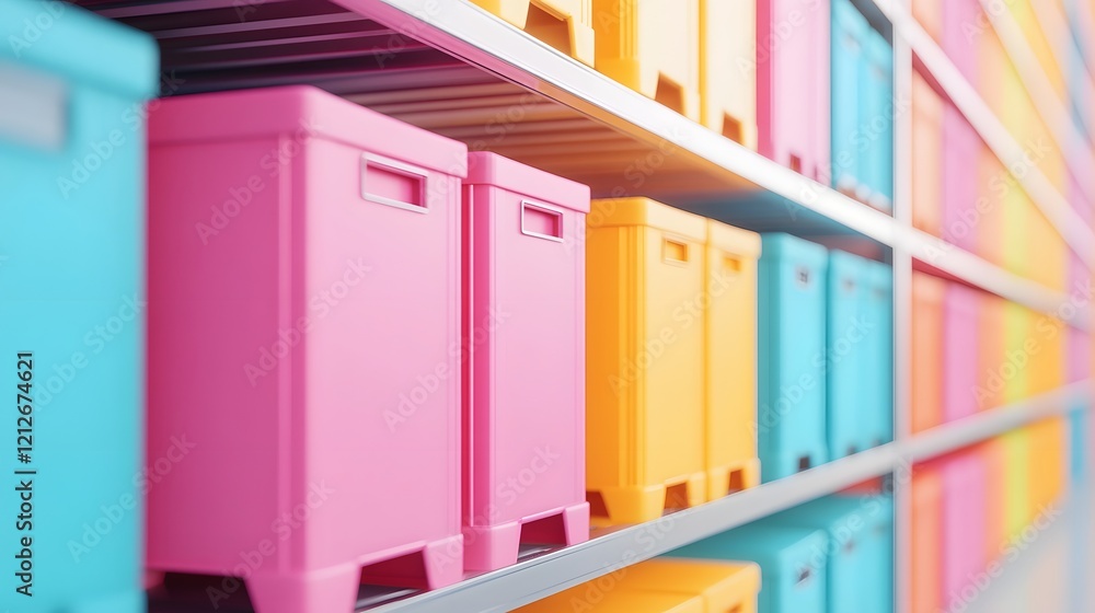 Organized Shelving System with Labeled Storage Boxes for Efficient Warehouse Management Organized Shelving System with Labeled Storage Boxes for Efficient Warehouse Management