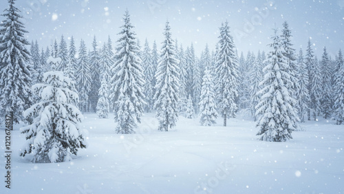 Wallpaper Mural The serene beauty of a snow-covered winter forest showcases fir trees draped in white and soft snowdrifts. This picturesque setting creates a perfect backdrop for holiday greetings Torontodigital.ca