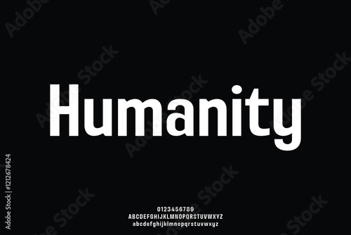 Modern humanist sans serif alphabet display font vector