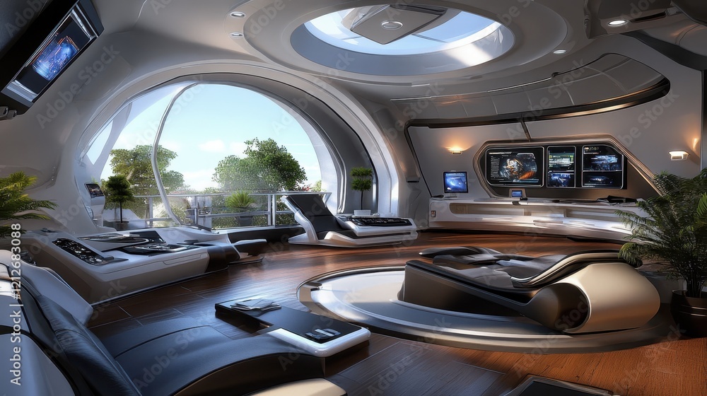 Futuristic Spaceship Interior Relaxation Lounge Design Futuristic Spaceship Interior Relaxation Lounge Design