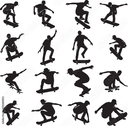 skateboard silhouette vector