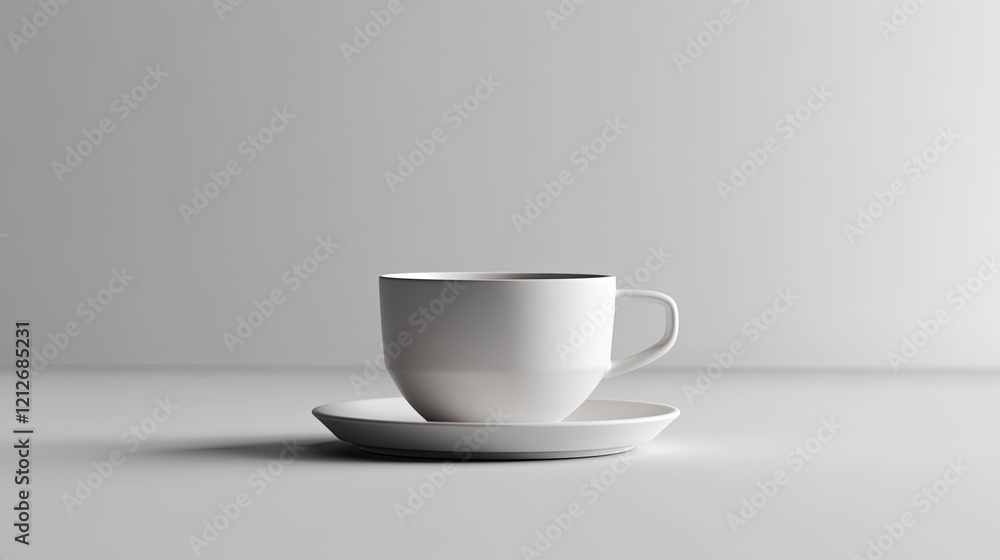 A clean espresso cup placed on a small saucer in a minimalist arrangement. picture A clean espresso cup placed on a small saucer in a minimalist arrangement. picture