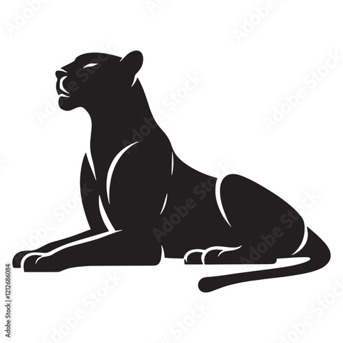 a silhouette of a panther vector art illustration
