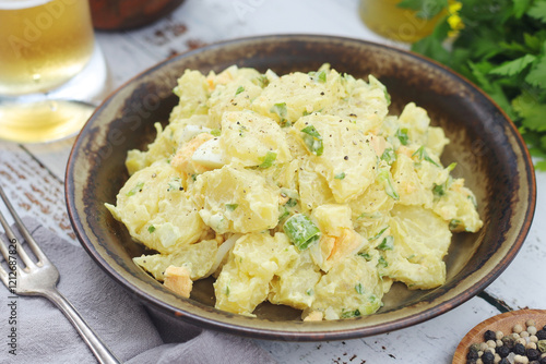 Traditional German dish potato salad photo