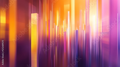 Abstract Cityscape with Vertical Light Columns